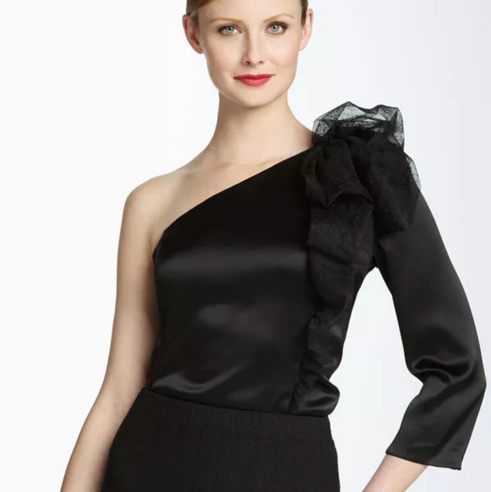 Black One Shoulder St. JOHN Blouse